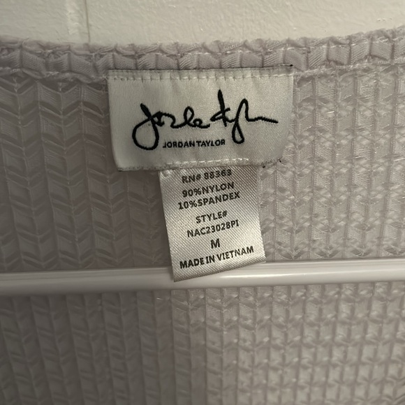 JORDAN TAYLOR White / Very Light Gray Sheer Swim Coverup M - Picture 3 of 3